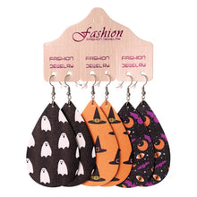 Set di sei orecchini a goccia in PU per Halloween con design spettrali