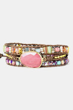 Handmade crystal beaded natural stone bracelet with pink gemstone