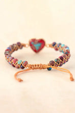 Handmade heart shape natural stone bracelet with turquoise and red jasper beads