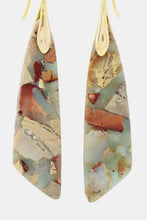 Handmade natural stone dangle earrings with earthy mosaic gems