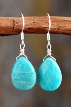 Handmade natural stone teardrop earrings with amazonite and silver hooks