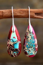Handmade Teardrop Shape Natural Stone Dangle Earrings Red One Size Earrings