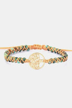 Handmade tree shape beaded copper bracelet with gold tree of life charm
