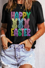 Happy Easter Bunny Black Sequin T-Shirt for Women Black