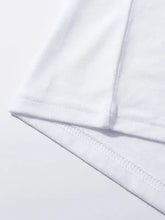 Close-up of Happy Easter round neck short sleeve t-shirt hem and seam