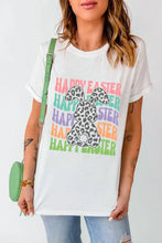 HAPPY EASTER Round Neck Short Sleeve T-Shirt White Woman T Shirts