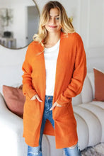 Haptics Full Size Stripe Textured Open Front Cardigan with Pockets Rust Woman Outerwear