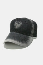 Distressed black heart cotton baseball cap with gray brim
