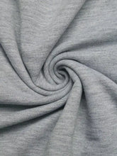 Heart embroidered round neck sweatshirt in soft heather gray knit fabric with subtle texture and slightly stretchy material