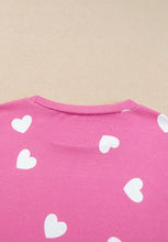 Heart Round Neck Long Sleeve Top and Elastic Waist Shorts Set Woman Loungewear Sets