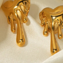 Heart shape 18K gold-plated earrings with dripping design