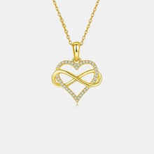 Gold sterling silver heart shape necklace with diamond infinity pendant