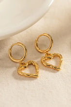 Two pairs of 18k gold-plated heart stainless steel drop earrings
