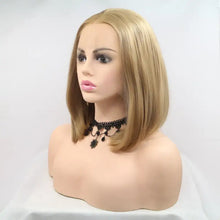 Heat Safe Blonde Straight Bob Wig on Mannequin