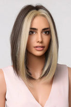 Heat safe dark brown bob wig with blonde face-framing highlights