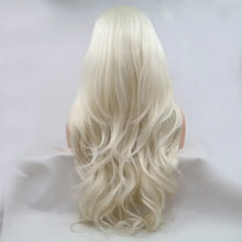 Heat Safe Long Wavy Platinum Blonde Lace Front Wig
