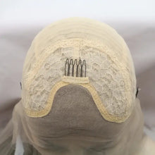 Heat safe ombre blonde bob wig with cream lace cap and adjustable straps
