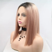 Mannequin head with heat safe ombre blonde bob wig and black lace choker