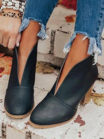 Heeled Ankle Boots in Suede and Leather with Block Heels for Women Black