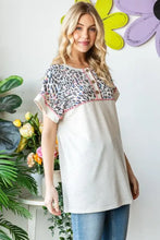 Heimish exposed seam leopard short sleeve t-shirt in print and beige