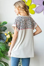 Heimish exposed seam leopard short sleeve t-shirt with pink trim