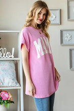 Heimish full size letter graphic short sleeve pink knit tunic