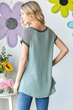 Heimish striped short sleeve waffle knit t-shirt in sage green