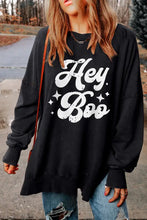 Hey Boo graphic round neck black oversized sweatshirt