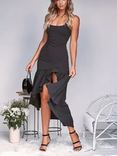 High-Low Ruffled Hem Midi Cami Dress Casual Dresses