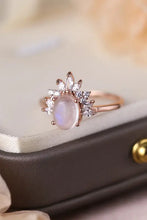 High Quality Natural Moonstone 18K Rose Gold-Plated 925 Sterling Silver Ring Rings
