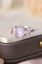 High Quality Natural Moonstone 925 Sterling Silver Three Stone Ring Rings