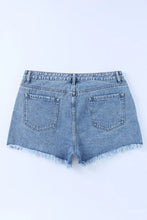 High Rise Crossover Waist Denim Shorts Denim Shorts