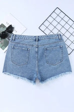 High Rise Crossover Waist Denim Shorts Denim Shorts