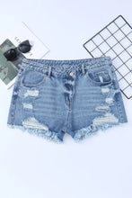 High Rise Crossover Waist Denim Shorts Denim Shorts
