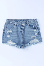High Rise Crossover Waist Denim Shorts Denim Shorts