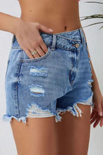 High Rise Crossover Waist Denim Shorts Denim Shorts