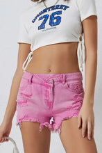 High Rise Crossover Waist Denim Shorts Denim Shorts