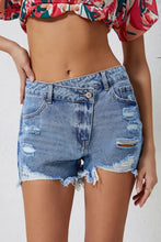 High Rise Crossover Waist Denim Shorts Denim Shorts