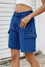 High Rise Denim Shorts with Cargo Pockets Denim Shorts