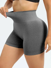 Charcoal high waist active shorts with subtle pattern and stretchy fabric. Machine wash cold
