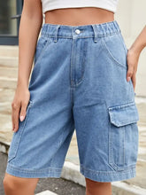 High Waist Denim Shorts with Pockets Denim Shorts