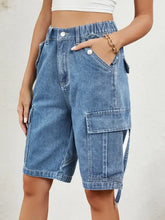High Waist Denim Shorts with Pockets Denim Shorts