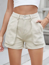 High waist utility pocket denim shorts in light beige