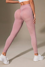 High Waisted Mauve Pink Ribbed Leggings for Women