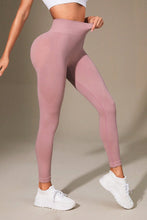 High Waisted Mauve Pink Ribbed Leggings for Women