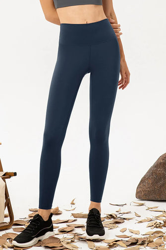 High Waisted Navy Blue Athletic Leggings for Women Dusty Blue