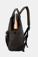 Himawari contrast waterproof backpack in black with beige trim