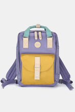 Himawari Contrast Waterproof Canvas Backpack in Purple and Yellow