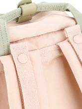 Himawari contrast waterproof canvas backpack in light pink with sage green straps