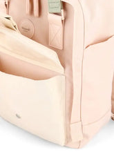 Light pink Himawari contrast waterproof canvas backpack with compartments